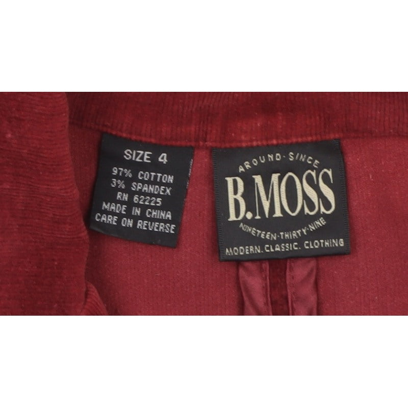 B.Moss Women’s Red Corduroy Blazer UK 8 Short Tailored Jacket