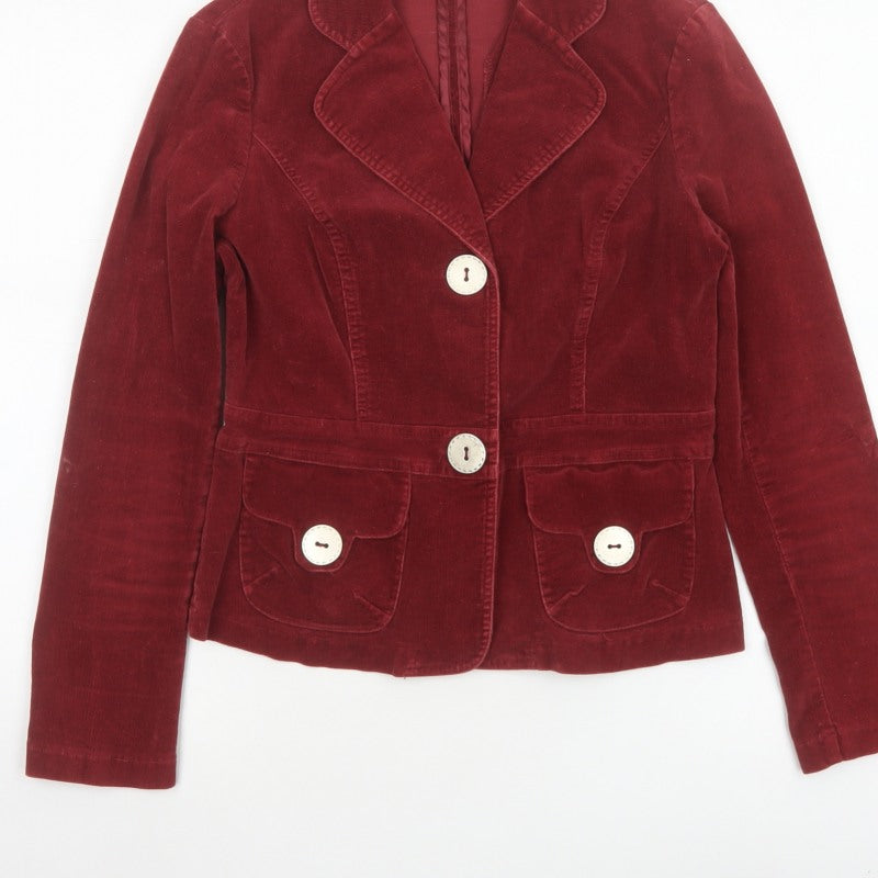 B.Moss Women’s Red Corduroy Blazer UK 8 Short Tailored Jacket
