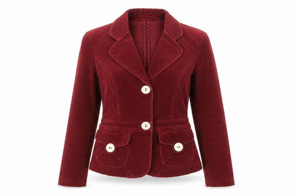 B.Moss Women’s Red Corduroy Blazer UK 8 Short Tailored Jacket