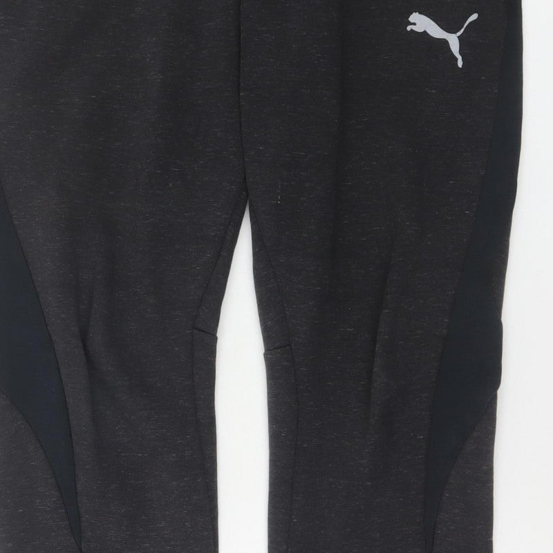 Puma Men’s Black L Tapered Cuffed Jogger Sweatpants Pockets Logo