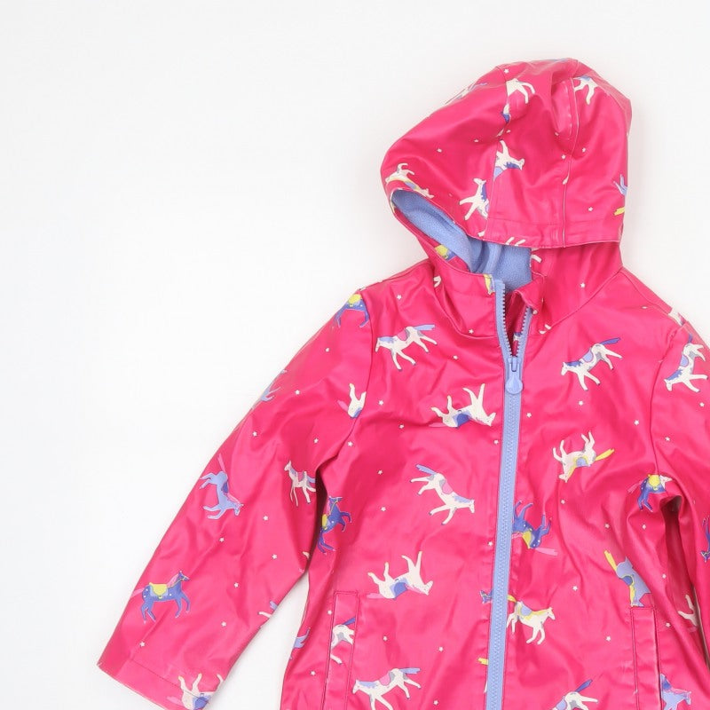 Joules Girls Pink Unicorn Hooded Rain Jacket Age 6 Years 116cm