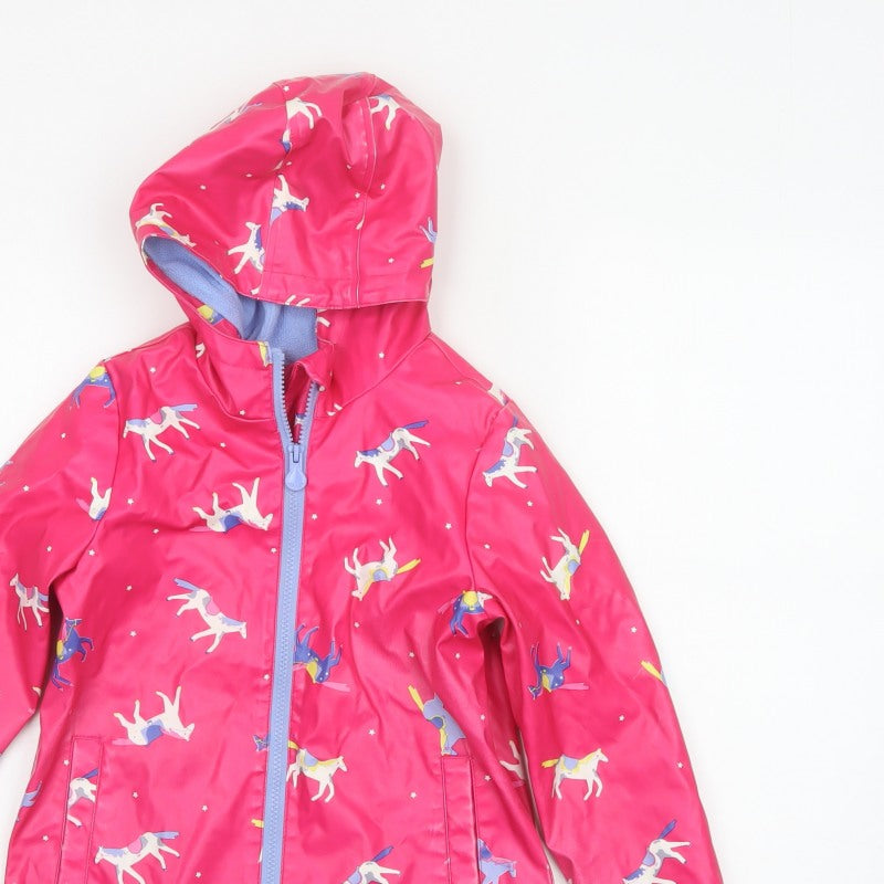 Joules Girls Pink Unicorn Hooded Rain Jacket Age 6 Years 116cm