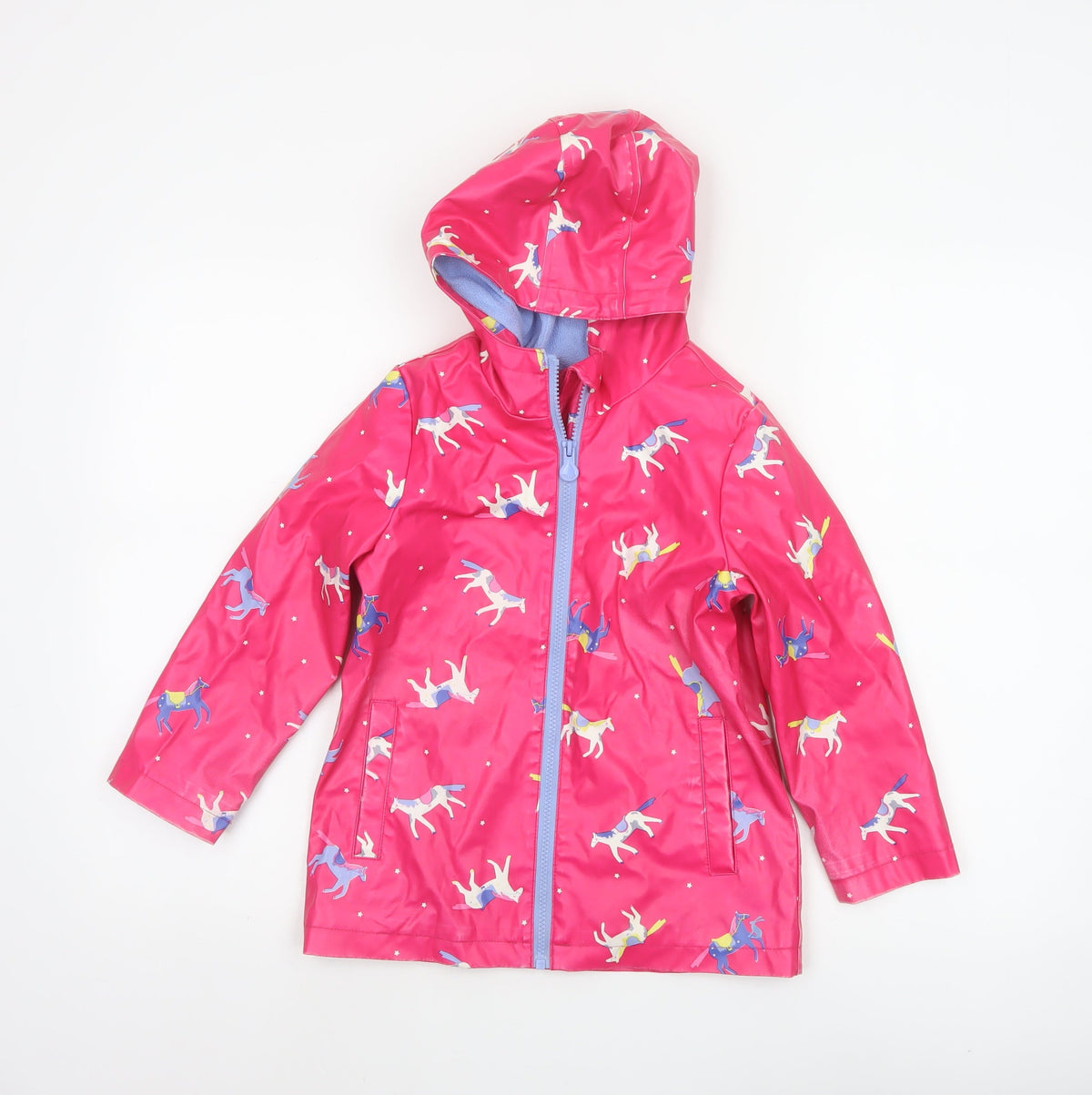 Joules Girls Pink Unicorn Hooded Rain Jacket Age 6 Years 116cm