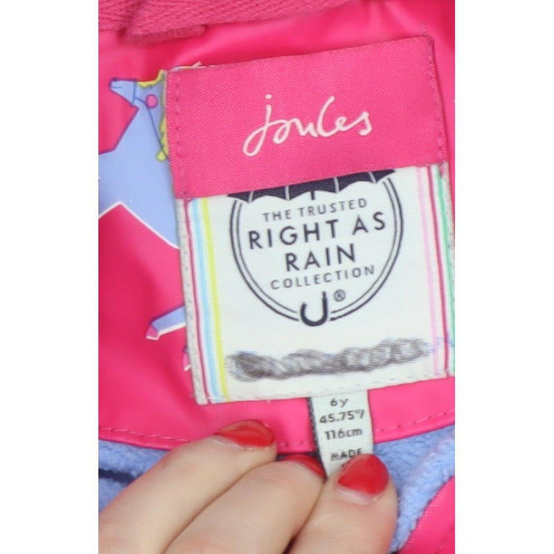 Joules Girls Pink Unicorn Hooded Rain Jacket Age 6 Years 116cm