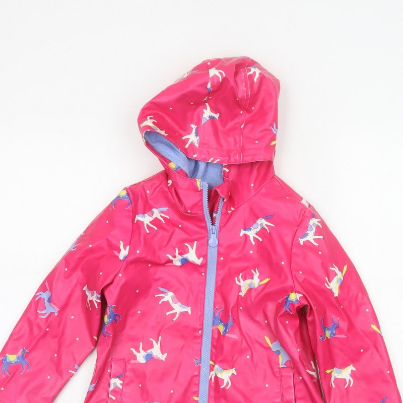 Joules Girls Pink Unicorn Hooded Rain Jacket Age 6 Years 116cm