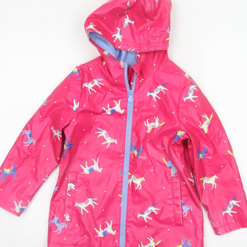 Joules Girls Pink Unicorn Hooded Rain Jacket Age 6 Years 116cm