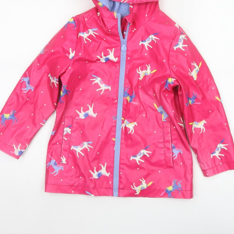 Joules Girls Pink Unicorn Hooded Rain Jacket Age 6 Years 116cm