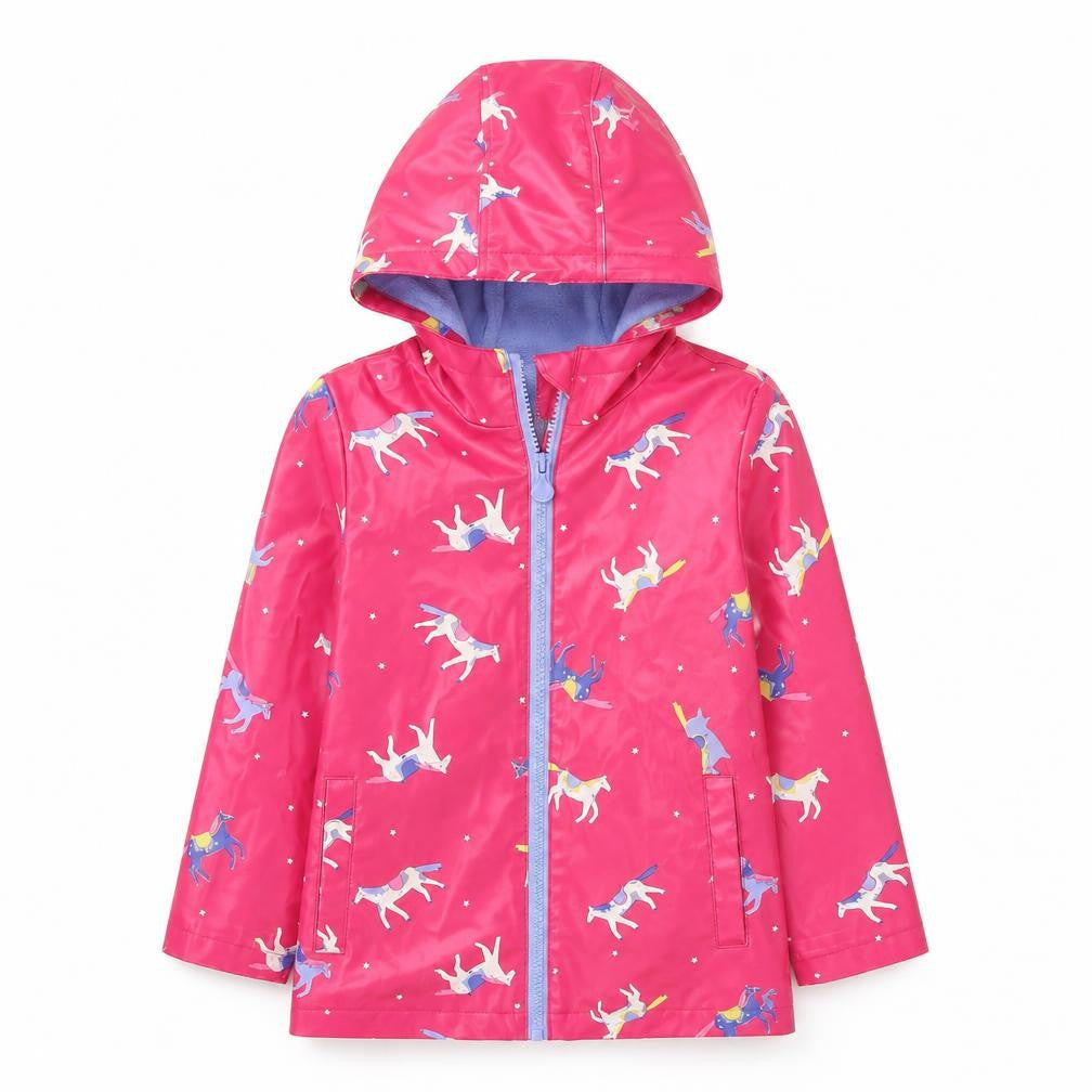 Joules Girls Pink Unicorn Hooded Rain Jacket Age 6 Years 116cm