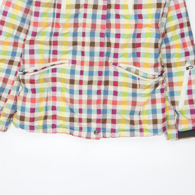 Falcon Women Multicoloured S Plaid Hooded Ski Jacket