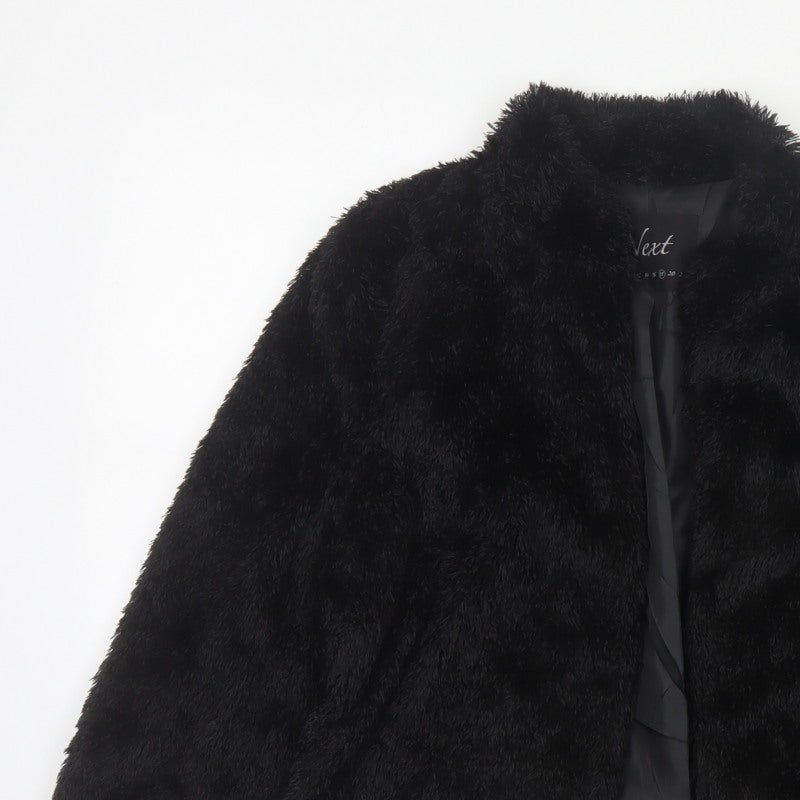 Next Women’s Black Faux Fur Short Open Jacket UK 18 Winter