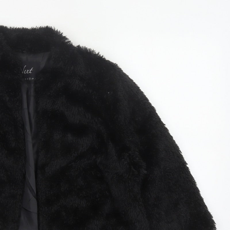 Next Women’s Black Faux Fur Short Open Jacket UK 18 Winter