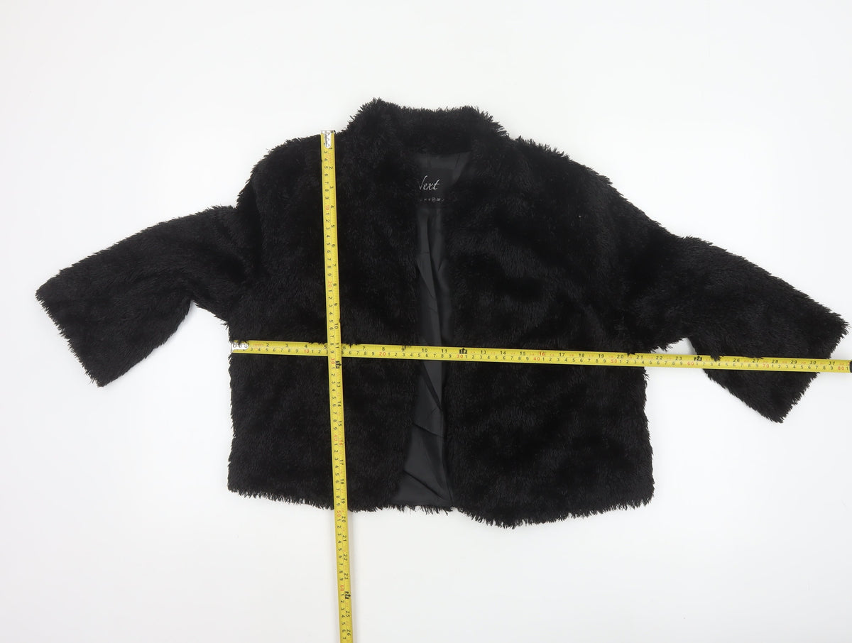 Next Women’s Black Faux Fur Short Open Jacket UK 18 Winter