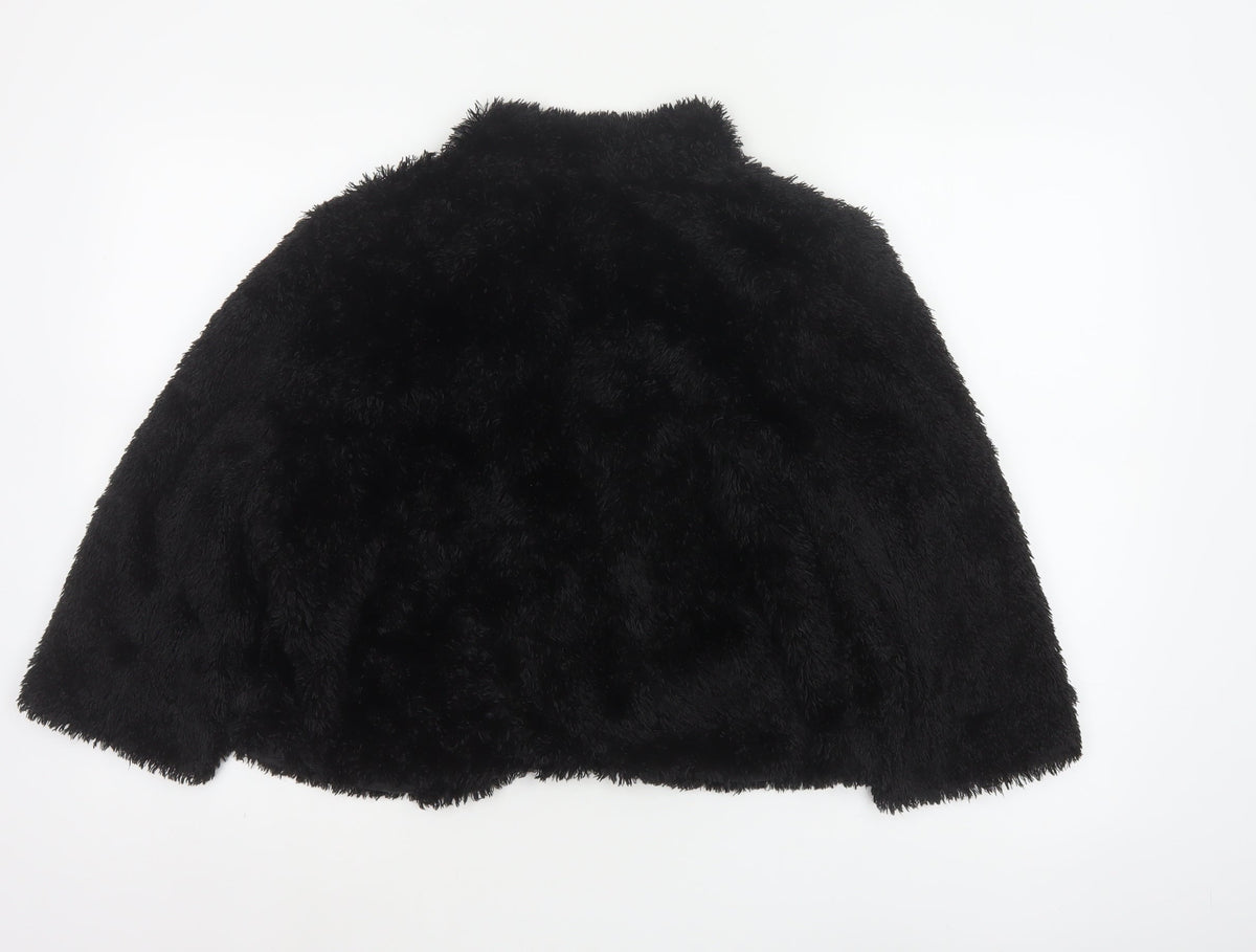 Next Women’s Black Faux Fur Short Open Jacket UK 18 Winter