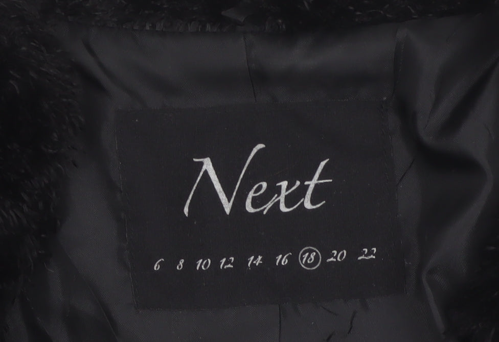 Next Women’s Black Faux Fur Short Open Jacket UK 18 Winter