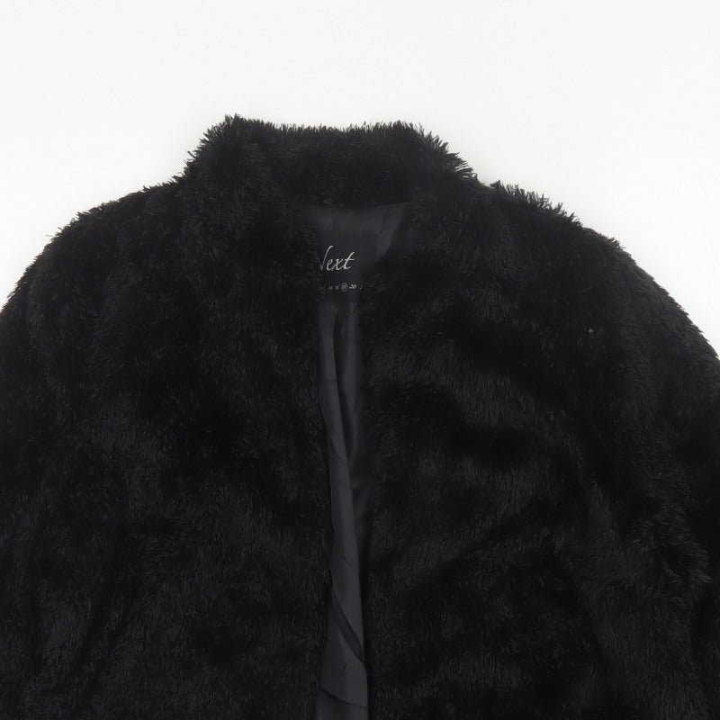 Next Women’s Black Faux Fur Short Open Jacket UK 18 Winter