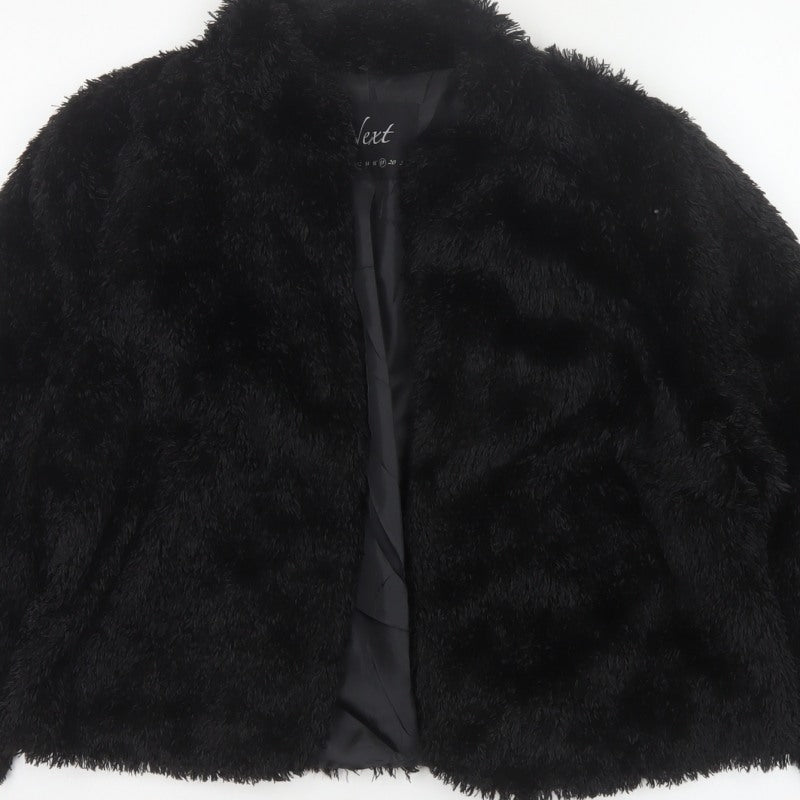 Next Women’s Black Faux Fur Short Open Jacket UK 18 Winter