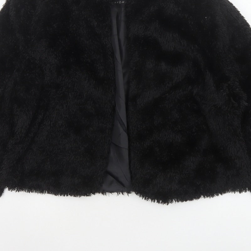Next Women’s Black Faux Fur Short Open Jacket UK 18 Winter