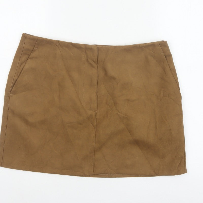 Marks and Spencer Women Brown UK 16 Mini Pencil Skirt