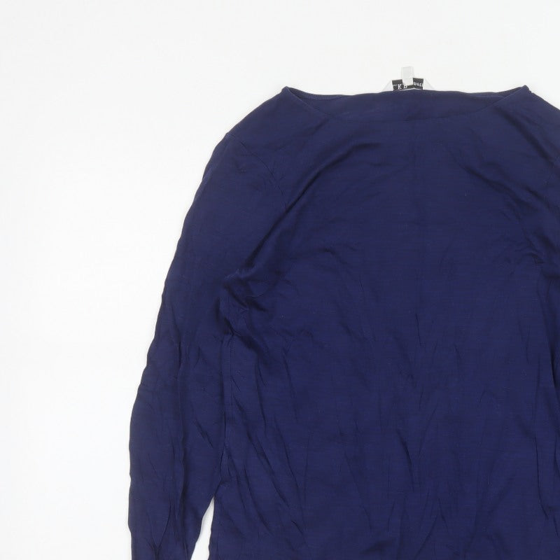 L.K.Bennett Women Blue M Lyocell Wool Jersey Long Sleeve Basic Top