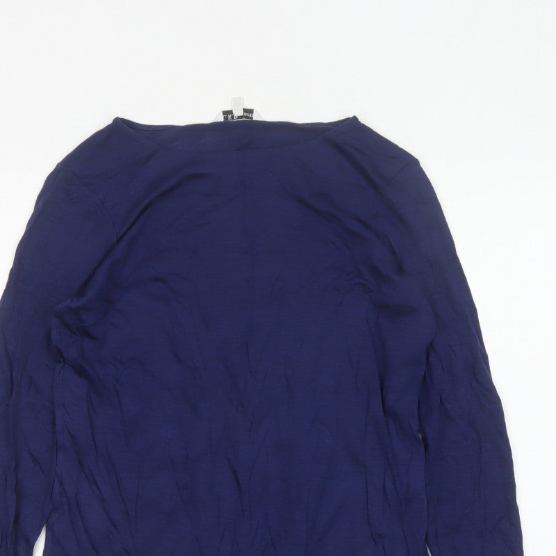 L.K.Bennett Women Blue M Lyocell Wool Jersey Long Sleeve Basic Top