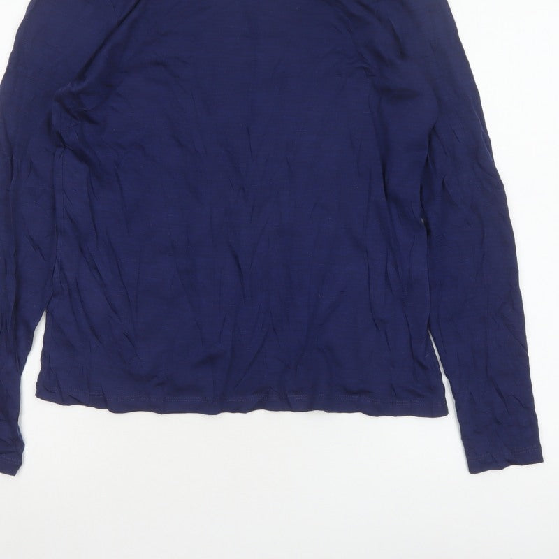 L.K.Bennett Women Blue M Lyocell Wool Jersey Long Sleeve Basic Top