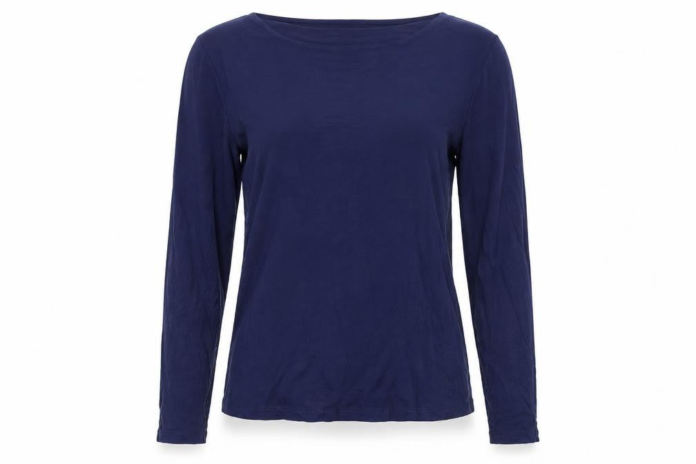 L.K.Bennett Women Blue M Lyocell Wool Jersey Long Sleeve Basic Top