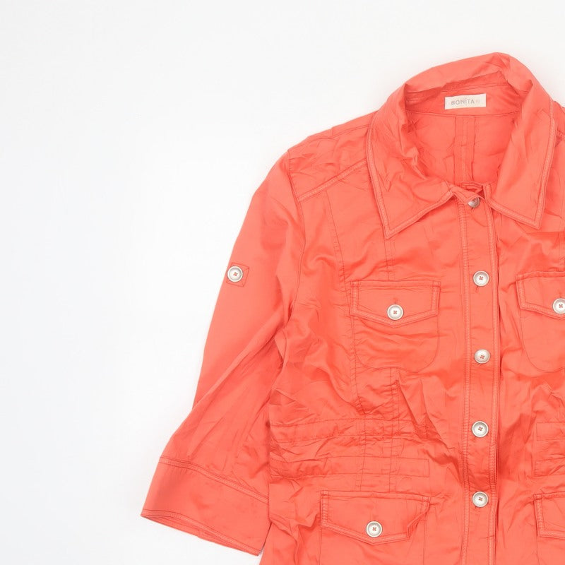 Bonita Women Orange UK 12 Basic Jacket Button-Up Collared Utility