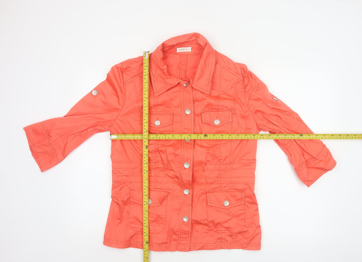 Bonita Women Orange UK 12 Basic Jacket Button-Up Collared Utility