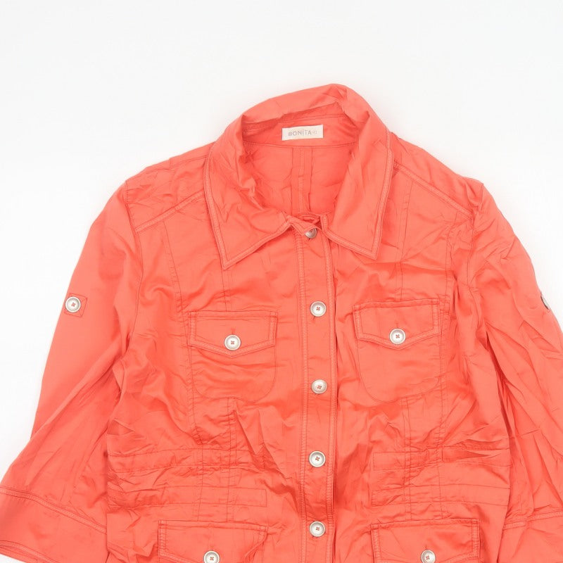 Bonita Women Orange UK 12 Basic Jacket Button-Up Collared Utility