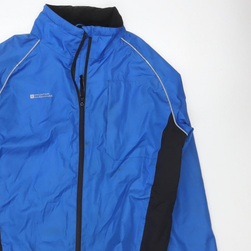 Mountain Warehouse Men’s Blue L Waterproof Reflective Cycling Jacket