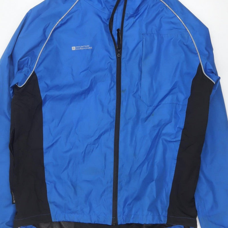 Mountain Warehouse Men’s Blue L Waterproof Reflective Cycling Jacket