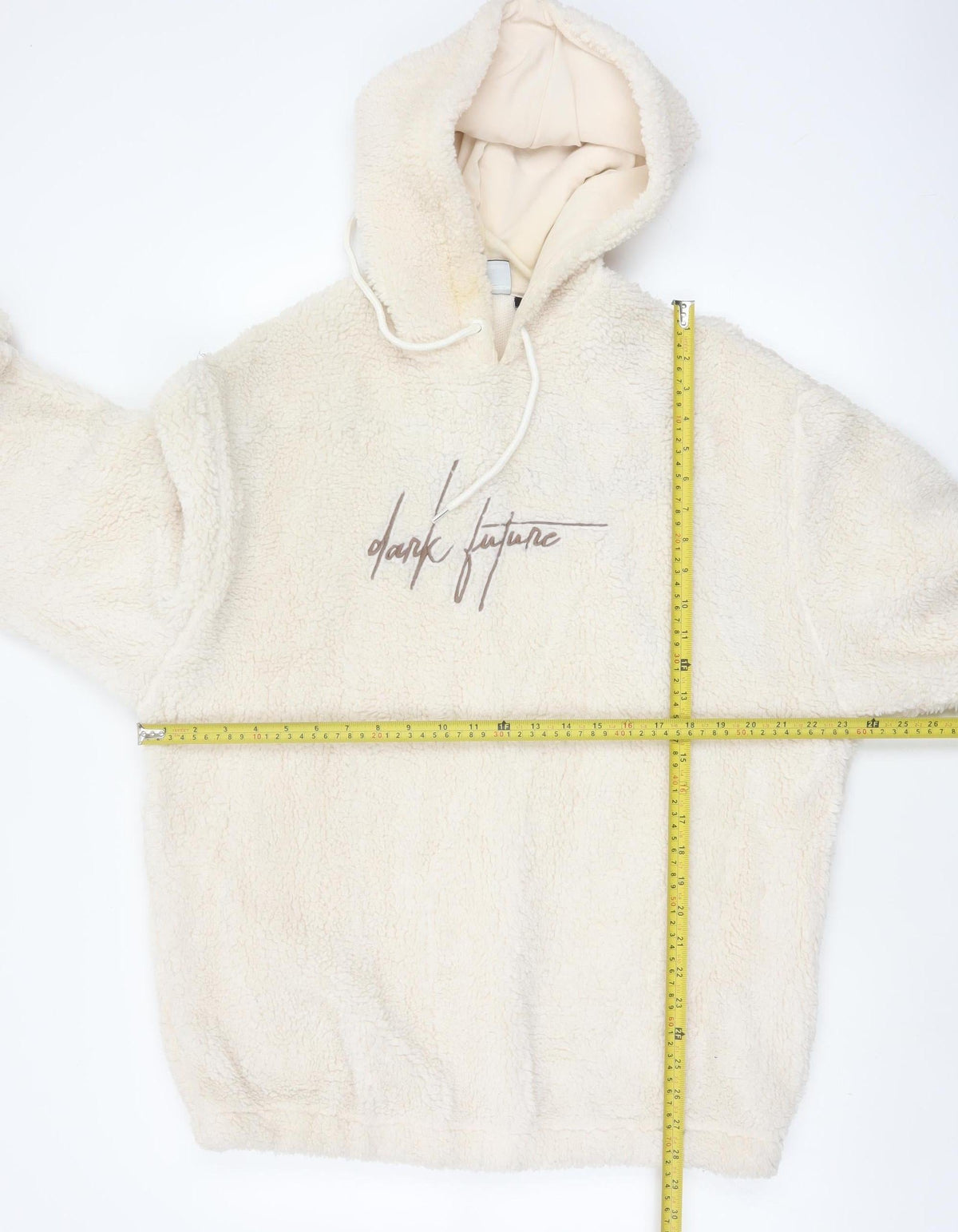 ASOS DESIGN Men’s Ivory M Teddy Fleece Graphic Pullover Hoodie