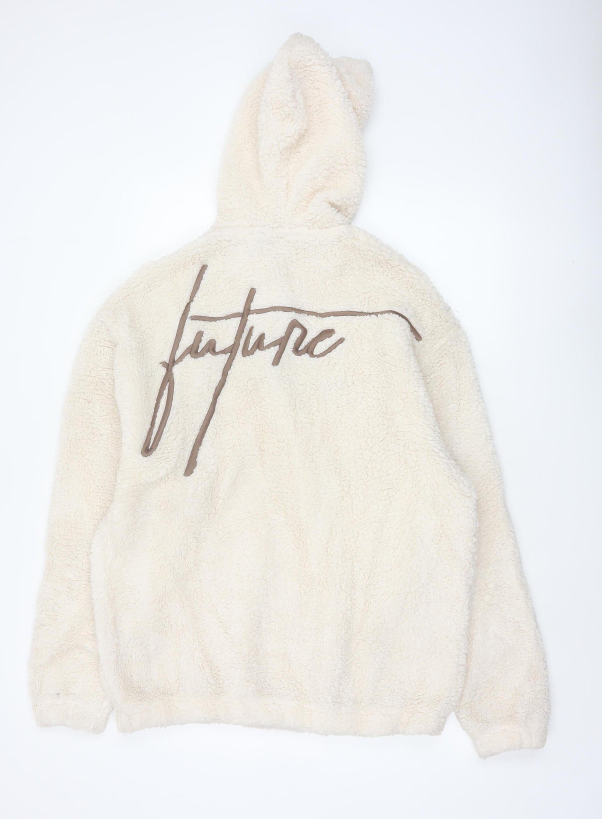 ASOS DESIGN Men’s Ivory M Teddy Fleece Graphic Pullover Hoodie