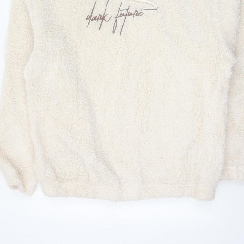 ASOS DESIGN Men’s Ivory M Teddy Fleece Graphic Pullover Hoodie