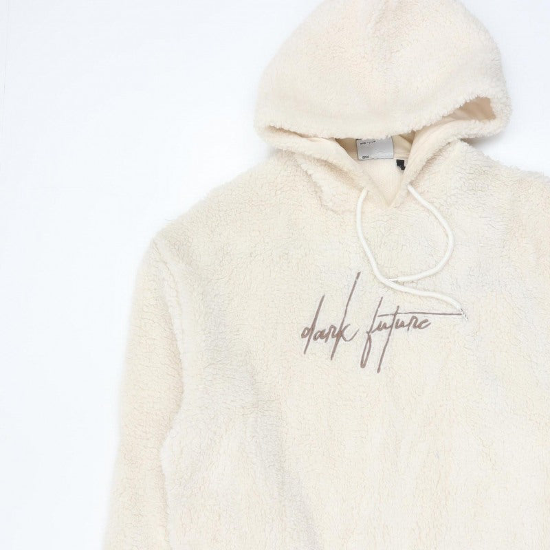 ASOS DESIGN Men’s Ivory M Teddy Fleece Graphic Pullover Hoodie