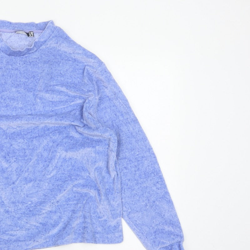 ASOS Women Blue M Basic Jersey Mock Neck Long Sleeve Top