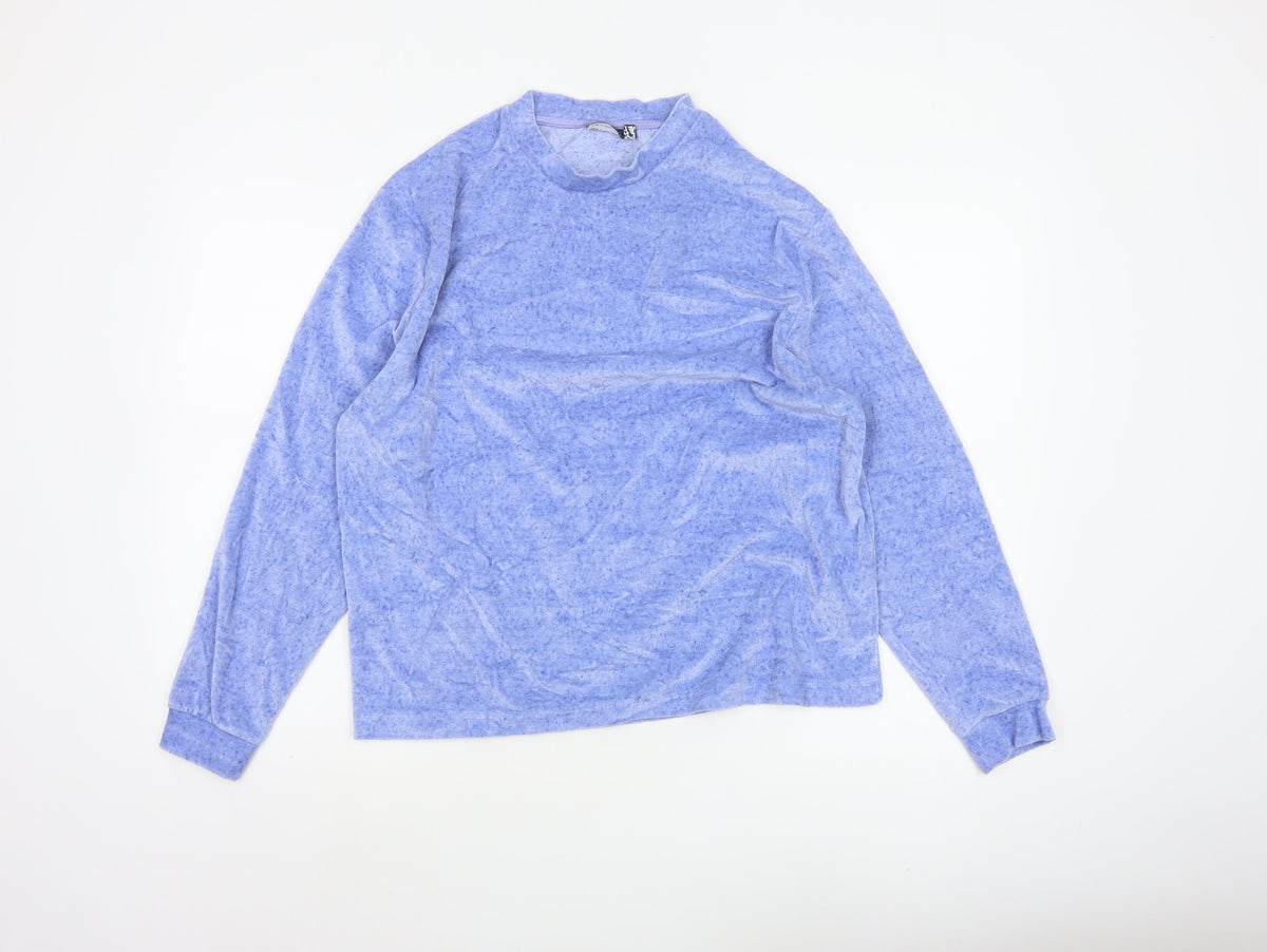 ASOS Women Blue M Basic Jersey Mock Neck Long Sleeve Top