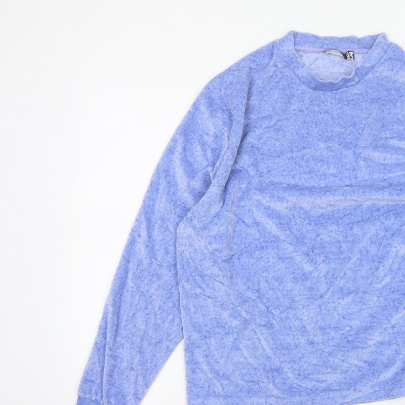 ASOS Women Blue M Basic Jersey Mock Neck Long Sleeve Top