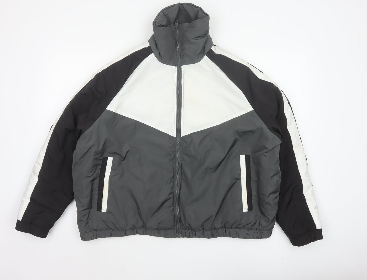 Threadbare Women’s Multicoloured Puffer Jacket UK 20 Grey Black White