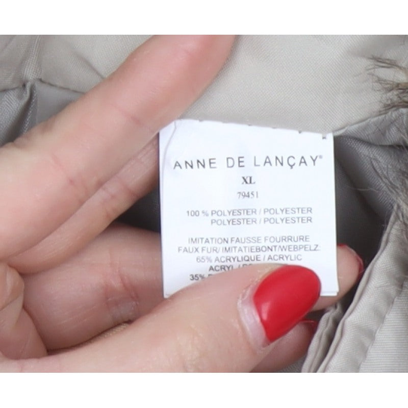 Anne de Lançay Women’s Beige XL Hooded Faux Fur Puffer Jacket