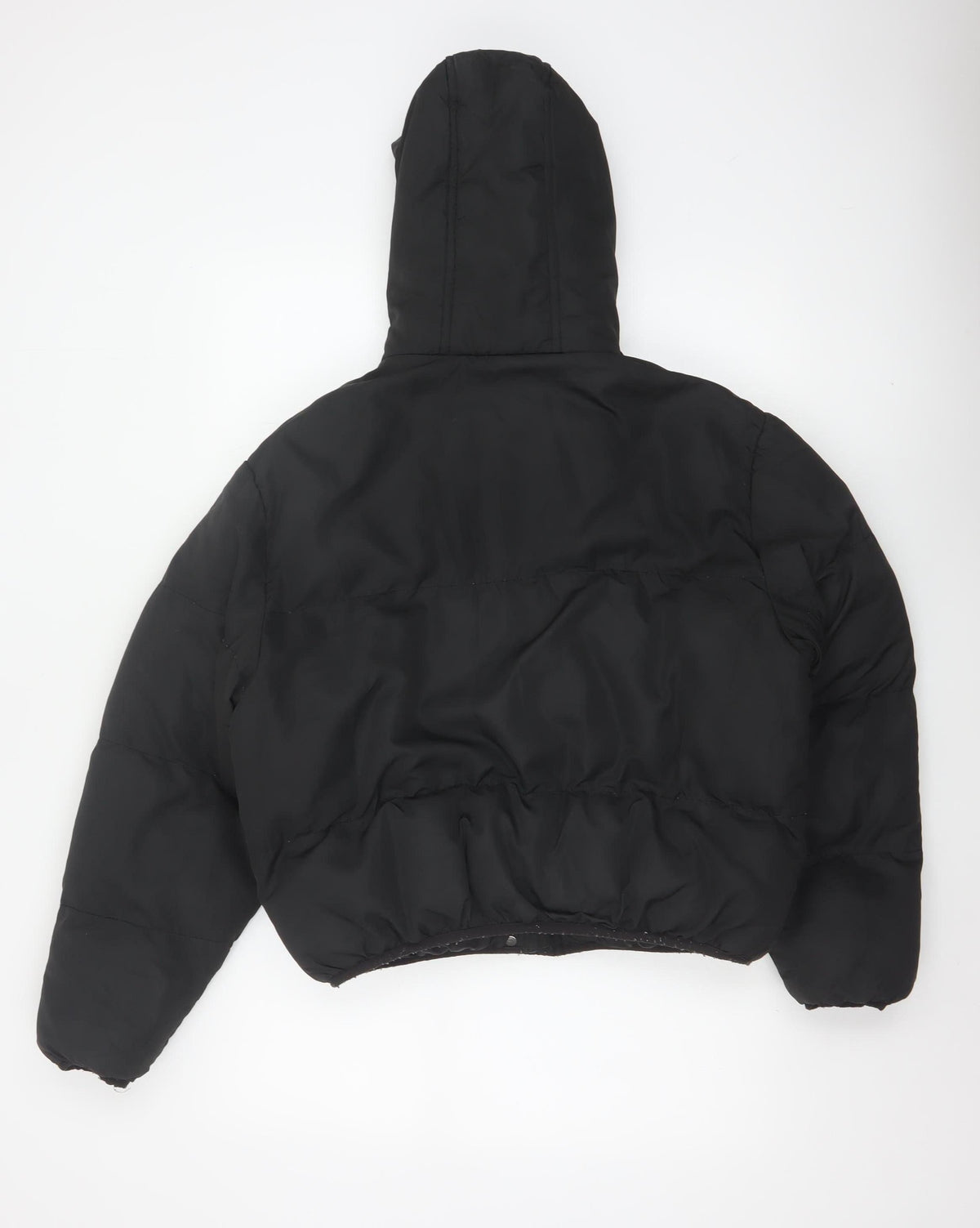 Boohoo Women Black UK 10 Short Hooded Puffer Jacket