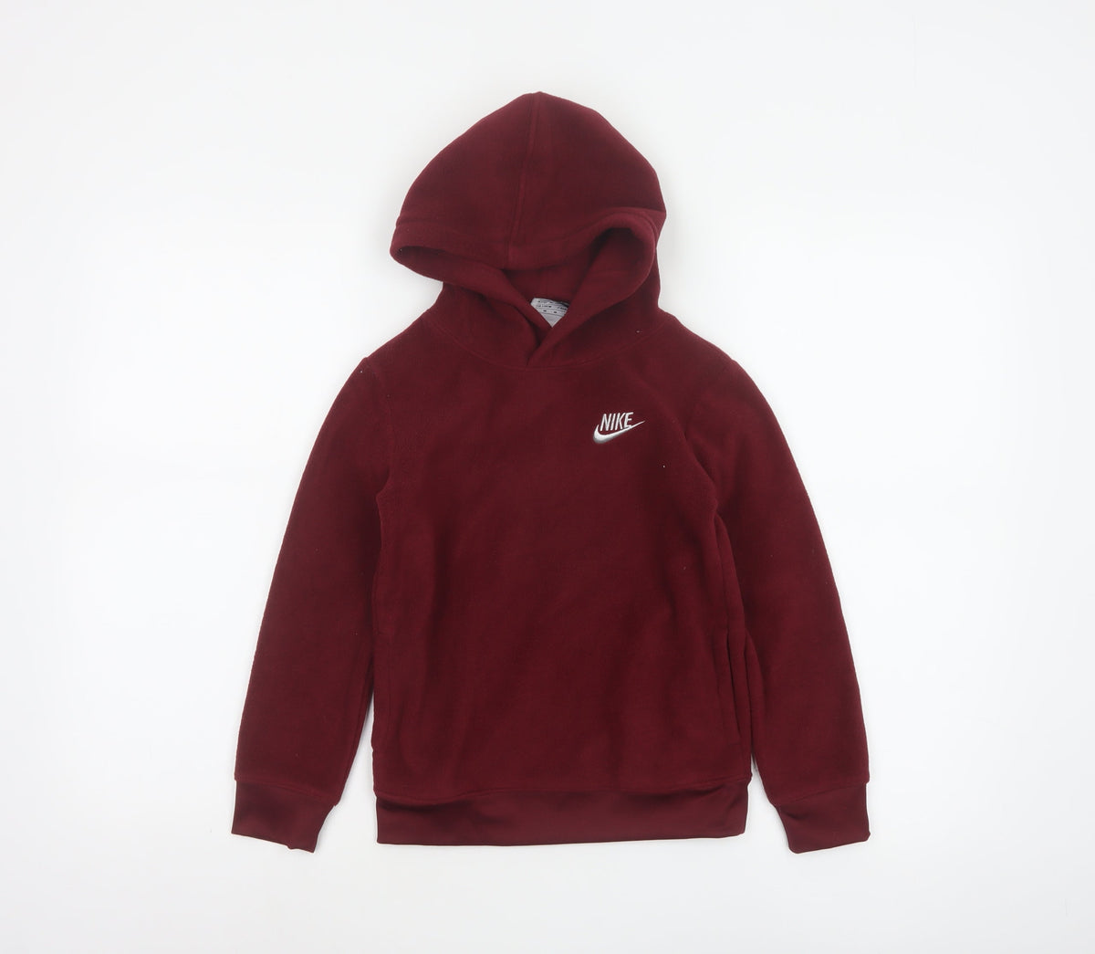 Nike Boys Red 5-6 Years Pullover Fleece Hoodie Logo Pockets