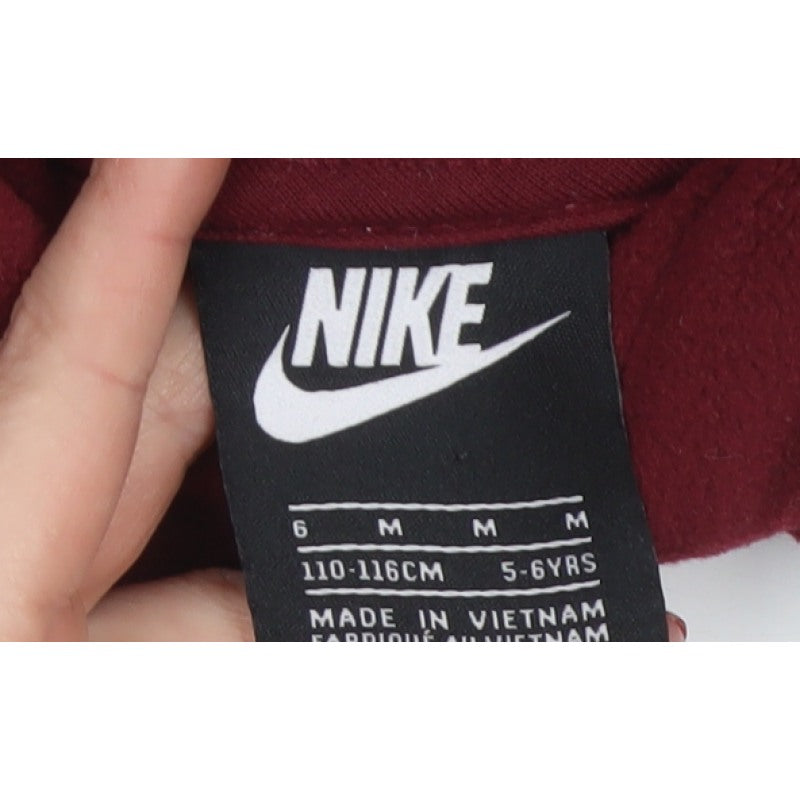 Nike Boys Red 5-6 Years Pullover Fleece Hoodie Logo Pockets