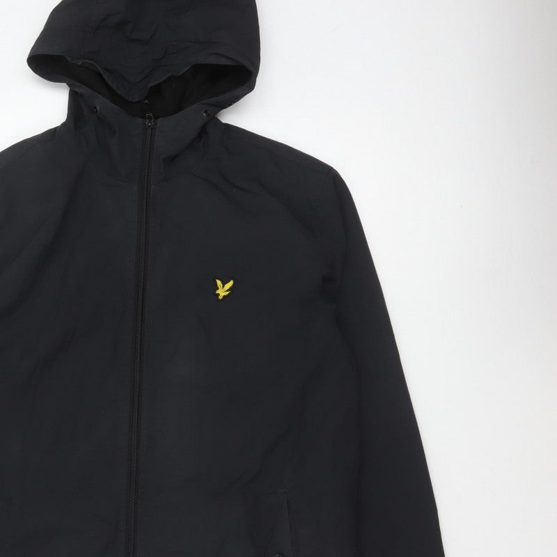 Lyle & Scott Men's Black M Hooded Nylon Jacket Logo Full Zip