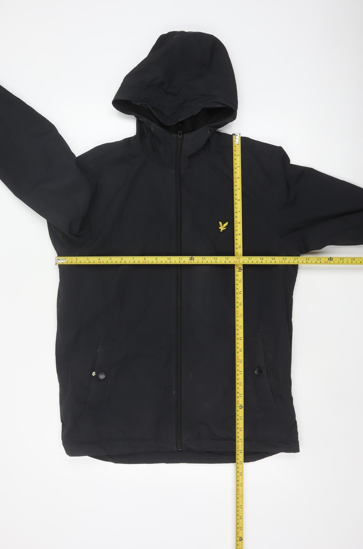 Lyle & Scott Men's Black M Hooded Nylon Jacket Logo Full Zip