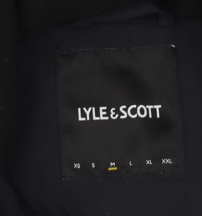 Lyle & Scott Men's Black M Hooded Nylon Jacket Logo Full Zip
