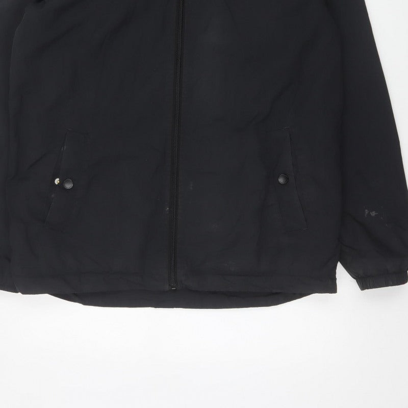 Lyle & Scott Men's Black M Hooded Nylon Jacket Logo Full Zip