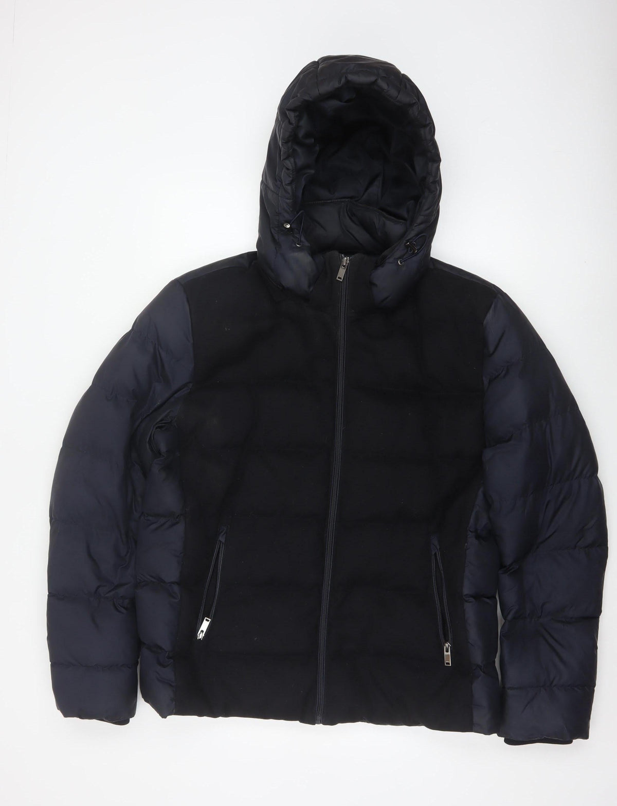 Reiss Men’s Navy XL Hooded Puffer Jacket Polyester Zip