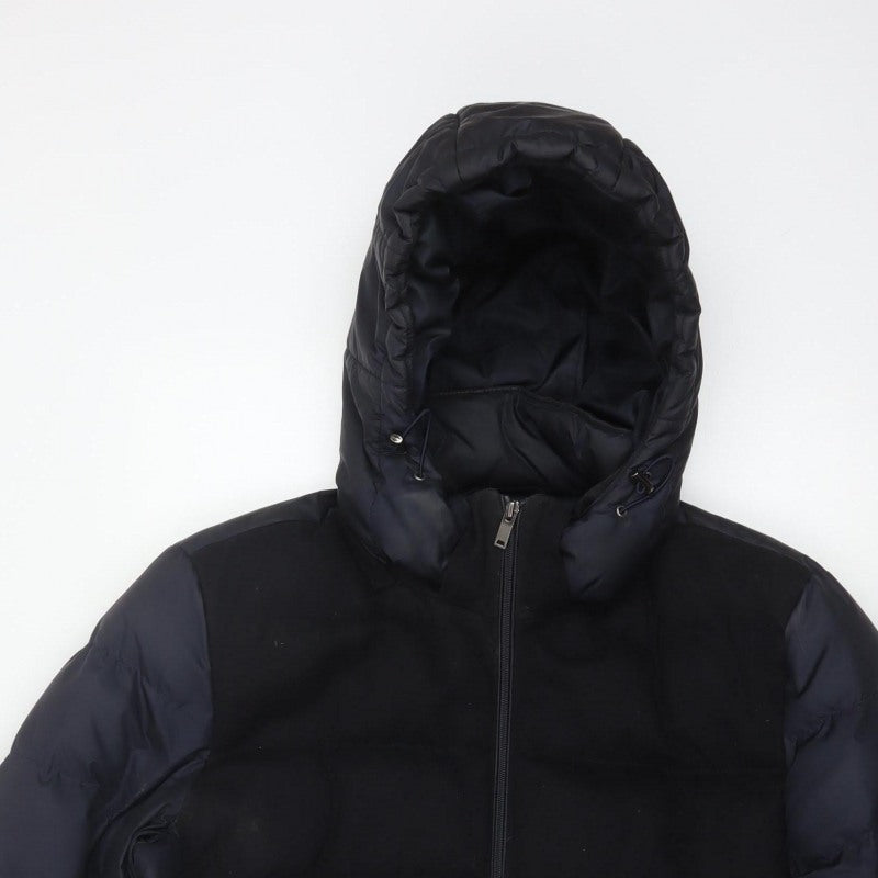 Reiss Men’s Navy XL Hooded Puffer Jacket Polyester Zip