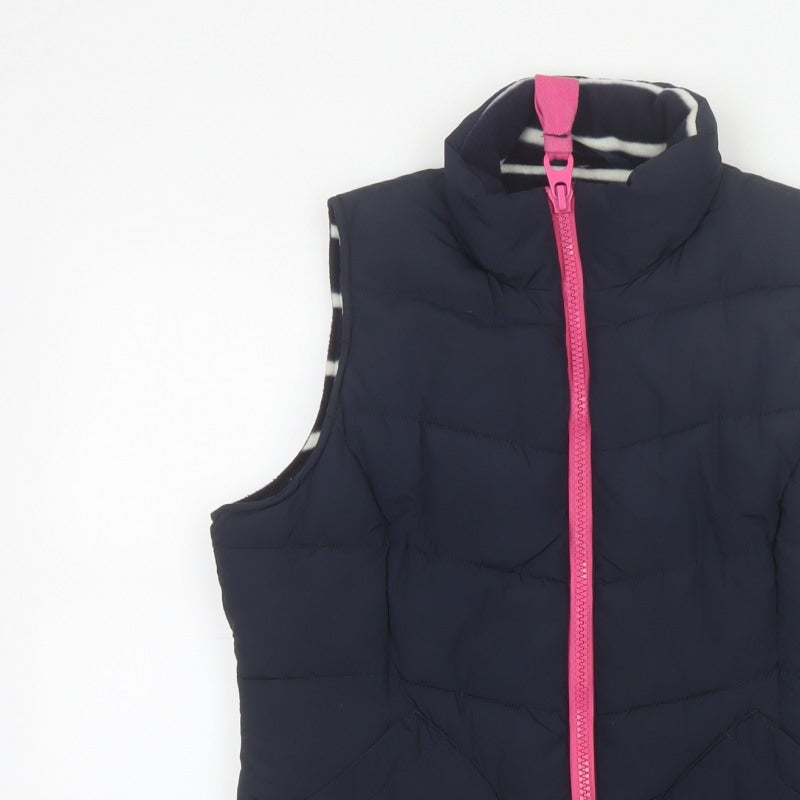 Joules Women Blue UK 10 Puffer Bodywarmer Quilted Zip Waistcoat